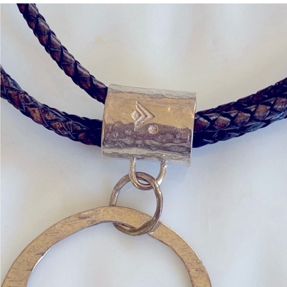 Silpada 3 Strand Brown Leather sterling Pendant  17.5” long  N1499 - Picture 6 of 7